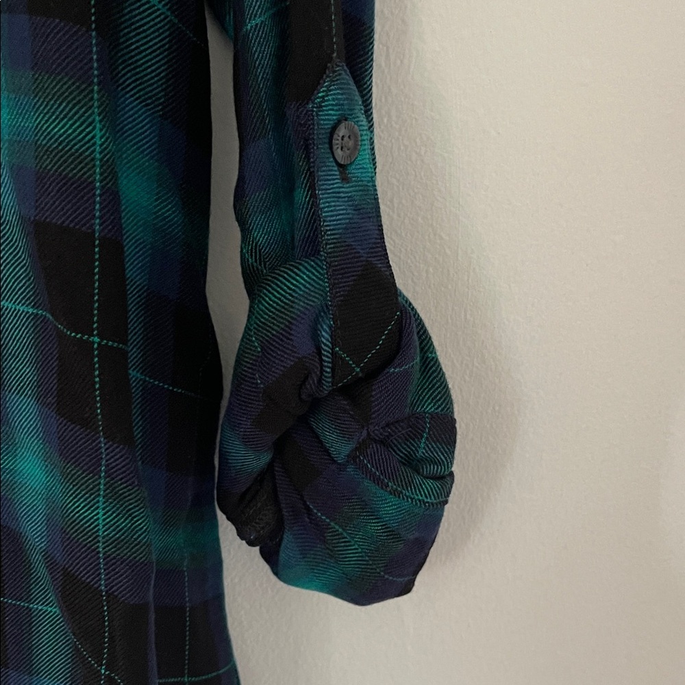 Lucky Brand Black, Blue and Green Plaid Button Down Shirt - Picture 7 of 7